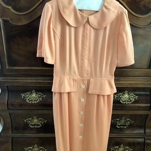 Valentino Vintage Designer Coral/Pink Dress with Peplum size 12/48